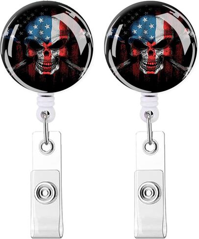 2 Pack Retractable Badge Holders Cute Badge Reel Badge Clip ID Card Holders for Student Office Worker Doctor Nurse Teacher(Wolf) in Kuwait
