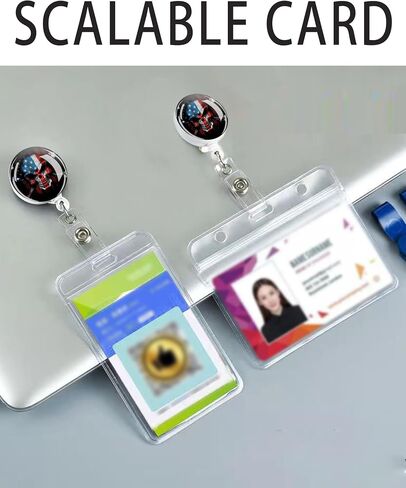 2 Pack Retractable Badge Holders Cute Badge Reel Badge Clip ID Card Holders for Student Office Worker Doctor Nurse Teacher(Wolf) in Kuwait