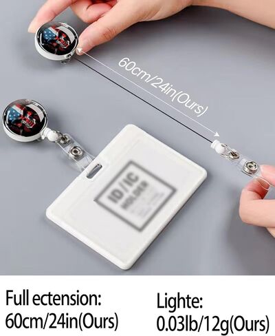 2 Pack Retractable Badge Holders Cute Badge Reel Badge Clip ID Card Holders for Student Office Worker Doctor Nurse Teacher(Wolf) in Kuwait