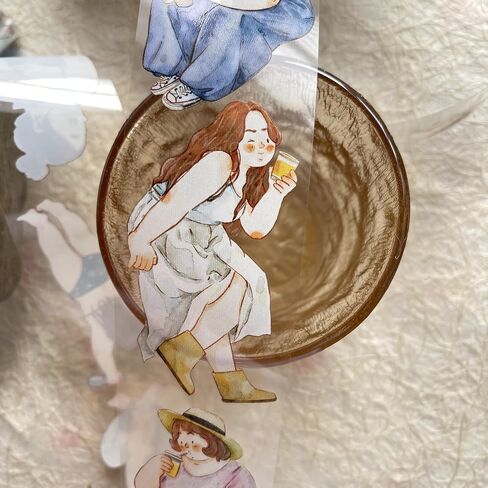 Seahorse Forest Vol4-A26 Drink,Original Design Vintage Clear PET Tape Stickers,for Scrapbook Supplies,Scrapbook Tape Stickers,Junk Journal Stickers,Bullet Journal Supplies in Saudi Arabia