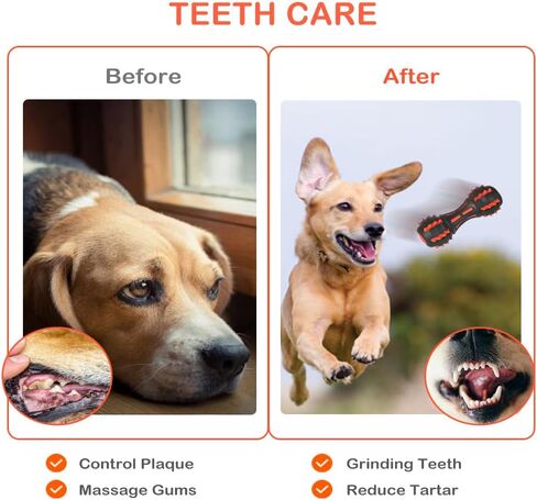 AUSCAT Dog Squeaky Toys, Squeaky Toys for Dogs, Teething Chew Toys for Medium Large Breed, Durable Rubber Dog Toy, Dumbbell Shape, Black in Saudi Arabia