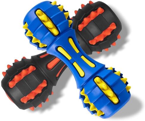 AUSCAT Dog Squeaky Toys, Squeaky Toys for Dogs, Teething Chew Toys for Medium Large Breed, Durable Rubber Dog Toy, Dumbbell Shape, Black in Saudi Arabia