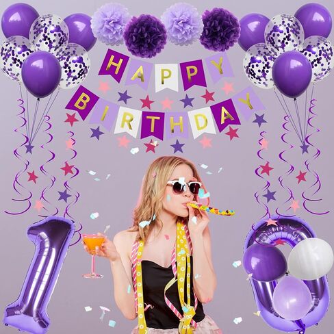 زخارف عيد الميلاد السادس عشر للبنات ، أرجوانية 16 البالونات عيد ميلاد سعيد ، بما في ذلك لافتة عيد ميلاد سعيد الأرجواني ، البالونات الأرجواني 16 in Kuwait