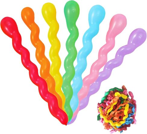 DALJIAFA 100 Pcs 40 Inches Latex Spiral Balloons Random Colors Long Twisted Rainbow Party Balloons for Birthday Wedding Hawaiian Tropical Luau Summer Cosplay Festival Parade Party Decorations Supplies in Kuwait