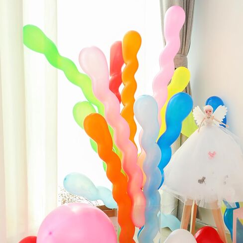 DALJIAFA 100 Pcs 40 Inches Latex Spiral Balloons Random Colors Long Twisted Rainbow Party Balloons for Birthday Wedding Hawaiian Tropical Luau Summer Cosplay Festival Parade Party Decorations Supplies in Kuwait