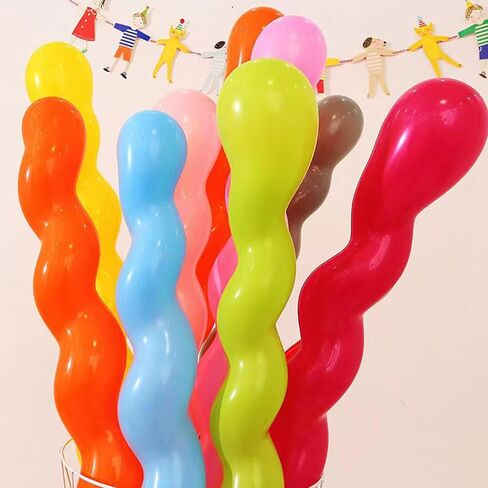 DALJIAFA 100 Pcs 40 Inches Latex Spiral Balloons Random Colors Long Twisted Rainbow Party Balloons for Birthday Wedding Hawaiian Tropical Luau Summer Cosplay Festival Parade Party Decorations Supplies in Kuwait