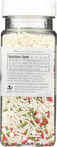 Supernatural Rainbow Nonpareils, Dye-Free Natural Sprinkles, Soy-Free, Gluten-Free, Vegan, Made in USA, 3oz in Saudi Arabia