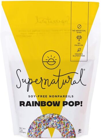 Supernatural Rainbow Nonpareils, Dye-Free Natural Sprinkles, Soy-Free, Gluten-Free, Vegan, Made in USA, 3oz in Saudi Arabia