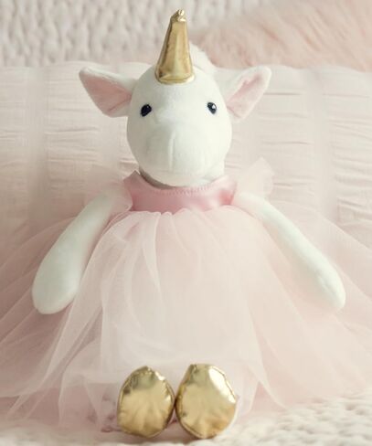 Ella The Unicorn Premium Quality Stuffed White Unicorn Plush Doll with Golden Horn, Hooves & Flowing Pink Mane & Soft Tail | Playable Toy with Movable Legs with Huggable Arms in Saudi Arabia