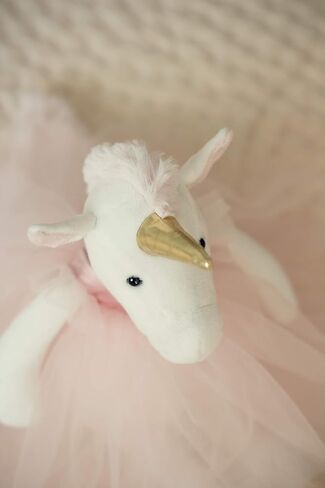Ella The Unicorn Premium Quality Stuffed White Unicorn Plush Doll with Golden Horn, Hooves & Flowing Pink Mane & Soft Tail | Playable Toy with Movable Legs with Huggable Arms in Saudi Arabia