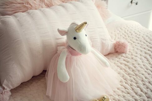 Ella The Unicorn Premium Quality Stuffed White Unicorn Plush Doll with Golden Horn, Hooves & Flowing Pink Mane & Soft Tail | Playable Toy with Movable Legs with Huggable Arms in Saudi Arabia