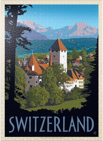 MyPuzzle Switzerland, Vintage Travel Poster - Premium 1000 Piece Jigsaw Puzzle for Adults in Saudi Arabia