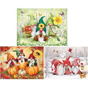 البتات والقطع - مجموعة قيمة من ثلاثة (3) - 500 قطعة بانورت بانوراما للألغاز للبالغين - 500 PC Gnomes Jigsaws حزمة الفنان Makiko - 18 "× 24"