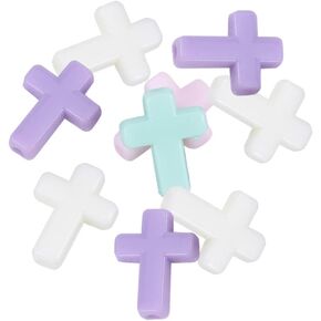 Men Jewelry 100pcs Acrylic Cross Beads Contlull Cross Charms Spacer Beads Charm Acrylic Beads for Jewelry Making Bchleaces Diy Crafts (Random Color) Jewelery
