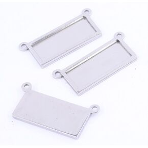 Reidgaller 10pcs الفولاذ المقاوم للصدأ 10x25mm مستطيل كابوشون قلادة قاعدة وضع قاعدة قلادة ديي قلادة لصنع المجوهرات
