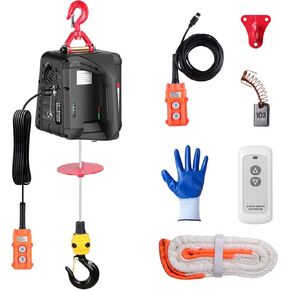 3 في 1 رافعة كهربائية ونش 1100 رطل للتحكم عن بعد لاسلكي، جهاز التحكم عن بعد بالكابل، رافعة كهربائية محمولة 110 فولت، رفع 16 قدم / دقيقة حماية من الحمل الزائد لرفع القطر in Kuwait