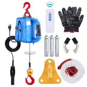 3 in 1 Electric Hoist Winch 1100lb Wireless Remote Control, Cable Remote Control, 110V Portable Electric Hoist, Lift 16ft/min Overload Protection for Lifting Towing