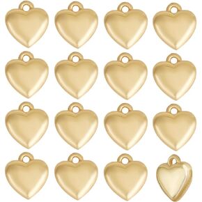 Benecreat Heart Charms ، معلقات مطلية بالذهب 18 كيلو ، قطرات القلب ثلاثية الأبعاد لاتفاقية قلادة DIY ، مجوهرات الزفاف