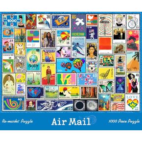 أحجية إعادة صياغة Air Mail Stamp Collage ، لغز Jigsaw 1000 قطعة لجميع الأعمار