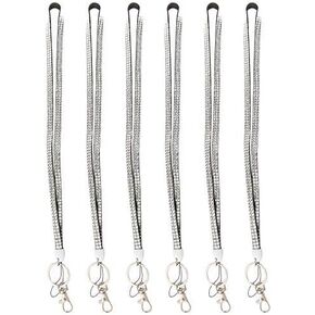 حزمة 6pcs الساخنة 32 "في جميع أنحاء بلينغ بلرين كريستال جلود حزام شحلي لمفاتيح شارة الهوية معرف الهدية/اسم شارة الاسم (6x)