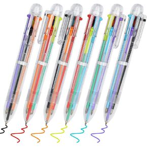 Auauy 6 Pack Pack Multicolor Point Pen ، 6 في 1 في نقاط الاحتفالات القابلة للسحب 0.5 ملم ، 6 ألوان برميل برميل PROIN