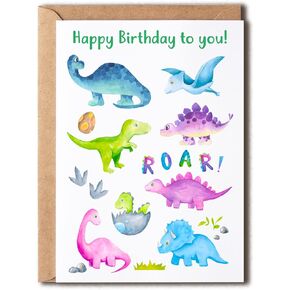 EruditeGifts Happy Birthday To You Card - Dinosaurs Birthday Card - Kids Birthday Card - Dinosaur Birthday Card For Kids - T-Rex Card