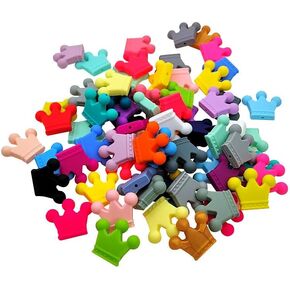 DanLingJewelry 25Pcs Random Crown Silicone Focal Beads Colorful King & Queen Crown Silicone Beads for DIY Pen Keychain Bracelet Making