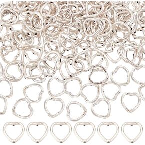SUNNYCLUE 1 Box 200Pcs Heart Bead Frames Hollow Heart Beads Heart Connector Charms Love Linking Rings Tibetan Style Alloy Bead Frame for Jewelry Making DIY Bracelet Necklace Earring Beads Crafts