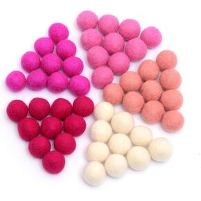 Glaciart One Wool Love Balls (50 pcs) 2.5 سم - 1 "، يدويًا يدويًا 5 ألوان Valentine