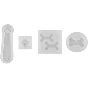 Honbay 4pcs Mini Lovely Cat Pad Dog Bone Shape Silicone Mold Jewerly Pendant Mold Casting Mould DIY Craft Tool