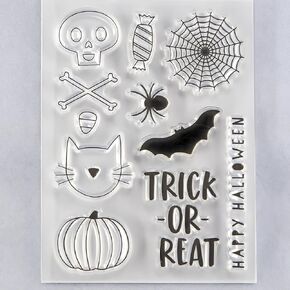 Happy Happyeen Trick أو Reat Skull Head Spider Web Pumpts Bats Clear Clear Tuper