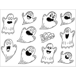 Arbuya Halloween Ghost Clear Stamps for Card Making or Journaling Halloween Cute Ghost Rubber Stamps for Scrapbooking Art Journals Albums Paper Crafts Decoration