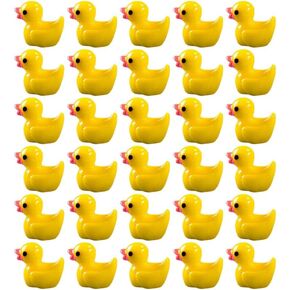 100pcs ميني راتنج البط ، تماثيل البط الصفراء اللطيفة لزينة سطح المكتب ، زخرفة الحديقة ، ديكور الحوض ، النباتات المحفوظة بوعاء ، وملحقات terrarium