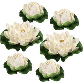 Lotus Lotus الرغوة الاصطناعية الاصطناعية ، محاكاة ماء نباتات زخرفة زخرفة للباحة الفناء بركة البركة ديكور حوض السمك 6pcs