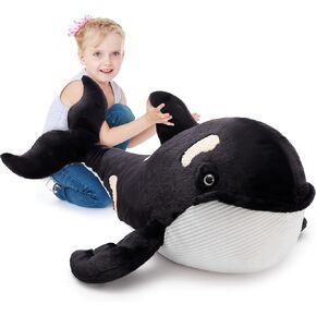 MorisMos 51Inch Orca Whale Plush Soft Orca Sea Animal Toys Realistic Killer Whale Stuffed Animal Plush Toy Gifts for Kids