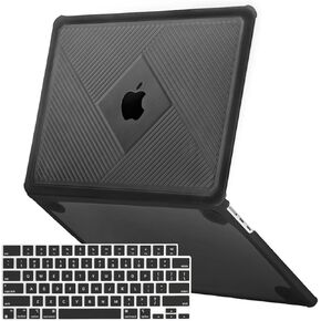 MOSISO Compatible with MacBook Air 15 inch Case 2025 2024 2023 Release M4 A3241 M3 A3114 M2 A2941, Anti-Cracking Heavy Duty Streaks Geometric TPU Bumper Plastic Hard Shell Case&Keyboard Cover, Black