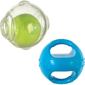Chase 'n Chomp Amazing Squeaker Ball + Hero Squeakables Kettle Ball ، متوسط ​​، 5 بوصات (أزرق)