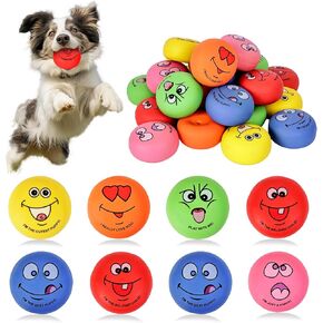 48 PCS ابتسامة الوجه الملهمة الكلب الصرير ألعاب مطاطية مطاطية صرير الكرة السائبة العاطفية الكلب ألعاب مضغ التفاعل لمحبي جرو هدية للحيوانات الأليفة الصغيرة المتوسطة التدريب