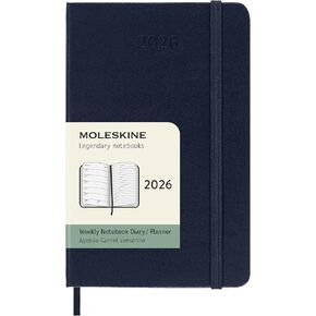 Moleskine Classic 12 Month 2026 Weekly Planner, Hard Cover, Pocket (3.5" x 5.5"), Sapphire Blue, 144 pages