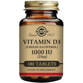 Solgar Vitamin D3 (Cholecalciferol) 25 mcg (1000 IU) - Helps Maintain Healthy Bones & Teeth - Immune System Support - Non-GMO, Gluten Free, Dairy Free, Kosher - Unflavored, 180 Count
