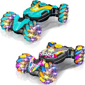 الإيماءات استشعار RC STUNT CAR CARTE CONTRY CAR 4WD ، 360 ° دوار ، 2.4 جيجا هرتز سيارات RC تويست سيارة مع ألعاب السيارات الخفيفة والموسيقى للأطفال 4 5 6 7 8 9 10 11 12 سنة