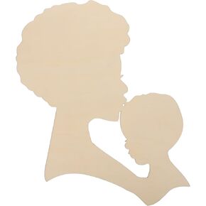 African Girl Wooden Cutouts 34x33cm DIY Template Head Mother and Child Wreath for Mothers Day Present Crafts Wall Hanging