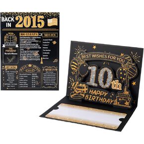 HOMANGA 21st Birthday Card, 3D Pop Up 21 Bday Card for Men Women, Back in 2004 Cards with Envelope, 21st Birthday Gifts for Him, Her, Friend (Black Gold)