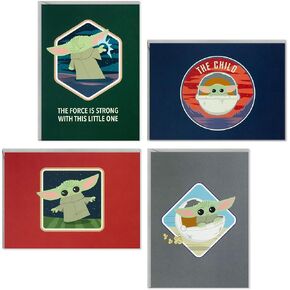 Hallmark Star Wars بطاقات عيد الحب للأطفال ، Baby Yoda (12 بطاقة فارغة مع مظاريف) لشهر مايو ، شكرًا لك ، أي مناسبة