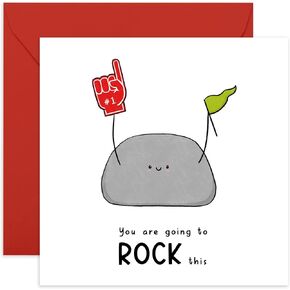 CENTRAL 23 Good Luck Card For Men Women - You Are Going To Rock This - Cute Encouragement Cards For Friends - Goodluck Greeting Card For Exam Studies Game New Job - Comes With Stickers