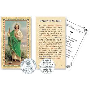 بطاقة St Jude Holy - Cardstock ذات الطابع المصقول ، بطاقة صلاة الرب - Saint Jude Token ، قديس القديس المفقود يسبب الأسباب الكاثوليكية - 3 أشياء