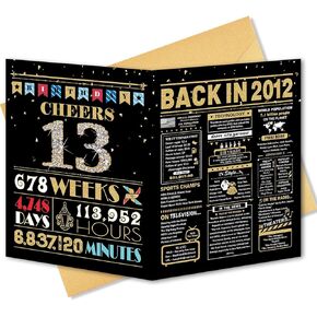 13th Birthday Card, 13 Year Old Birthday Decorations for Girls Boys,13th Birthday Gifts for Daughter Son, Back in 2012 Birthday Card (13th)