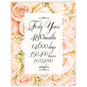 NobleWorks Big 40th Anniversary Work Milestone Greeting Card (Co-Worker) 8.5 x 11 Inch with Envelope (1 Pack) Big, Jumbo 40 Years At Work J10687AWG