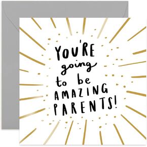 Old English Co. Going To Be Amazing Parents Card - Gold Foil Pregnancy Announcement | Parents To Be Welcome Little One | Blank Inside & Envelope Included