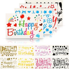 Outus 12 ملصقات عيد ميلاد سعيد ملصقات عيد ميلاد DIY BIG BOBO Balloon Scals for DIY عيد ميلاد لوازم حفلة (نمط ملون)